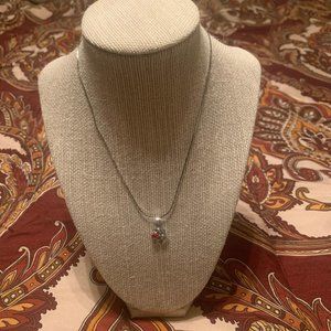 White Gold Plated Necklace Dolphins Red Crystal